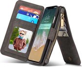 CASEME - Apple iPhone Xs Retro Removable Wallet Case - Zwart
