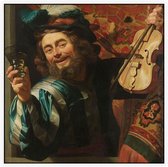 Een vrolijke vioolspeler, Gerard van Honthorst - Foto op Akoestisch paneel - 120 x 120 cm