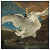 De bedreigde zwaan, Jan Asselijn - Foto op Akoestisch paneel - 100 x 100 cm