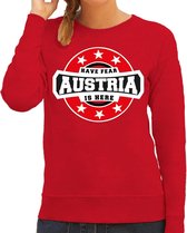 Have fear Austria is here sweater met sterren embleem in de kleuren van de Oostenrijkse vlag - rood - dames - Oostenrijk supporter / Oostenrijks elftal fan trui / EK / WK / kleding L