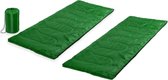 Set van 2x stuks groene kampeer 1 persoons slaapzakken dekenmodel 75 x 185 cm - Kamperen en outdoor artikelen kampeerslaapzakken