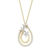 Silver Rose -P2083G-Hanger+Ketting -925 Zilver 14 Karat verguld -Cubic Zirkonia