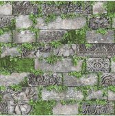 Horizons steen/dessin grijs/groen (bakstenen vliesbehang, multicolor)