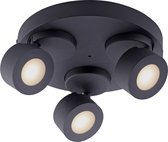 LED Plafondspot WiZ - Smart LED - Trion Sanca - 9W - Aanpasbare Kleur - 3-lichts - Rond - Mat Zwart - Aluminium - BES LED