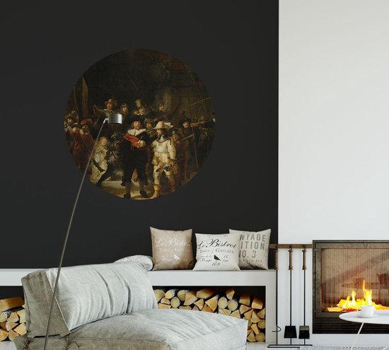 The Night Watch, Rembrandt van Rijn - Photo sur cercle de papier peint - ⌀ 40 cm