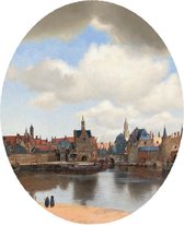 Gezicht op Delft, Johannes Vermeer - Foto op Behangcirkel - ⌀ 60 cm