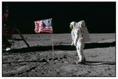 Armstrong photographs Buzz Aldrin (maanlanding) - Foto op Akoestisch paneel - 150 x 100 cm