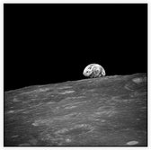 Moon with Earth over horizon (ruimtevaart) - Foto op Akoestisch paneel - 120 x 120 cm