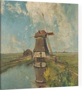 Een molen aan een poldervaart, Paul Gabriël - Foto op Canvas - 100 x 100 cm