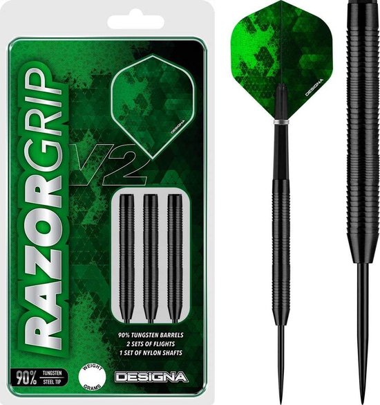 Afbeelding van het spel Designa Darts Razor Grip V2 Dual Micro Grip Black Titanium 22 gram