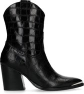 Manfield - Dames - Zwarte croco western boots - Maat 38