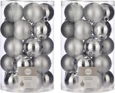 Onbreekbare kunststof kerstballen zilver pakket 50-delig - Zilveren kerstballen 8 cm - Kerstboomversiering
