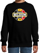 Have fear Belgium is here sweater met sterren embleem in de kleuren van de Belgische vlag - zwart - kids - Belgie supporter / Belgisch elftal fan trui / EK / WK / kleding 7-8 jaar (122/128)