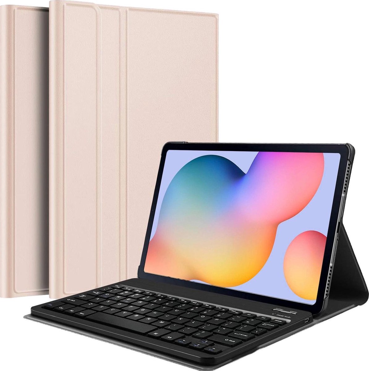 Hoes Geschikt voor Samsung Galaxy Tab S6 Lite Hoes Toetsenbord Hoesje Keyboard Case Cover - Hoesje Geschikt voor Samsung Tab S6 Lite Hoes Toetsenbord Case - Goud
