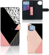 GSM Hoesje Motorola Moto G 5G Plus Bookcase Black Pink Shapes