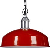Relaxdays hanglamp retro - eettafel lamp - plafondlamp metaal - hangende lamp vintage - rood