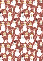 Kerst inpakpapier papier Sneeuwpop  Brique- Breedte 60 cm - 200m lang