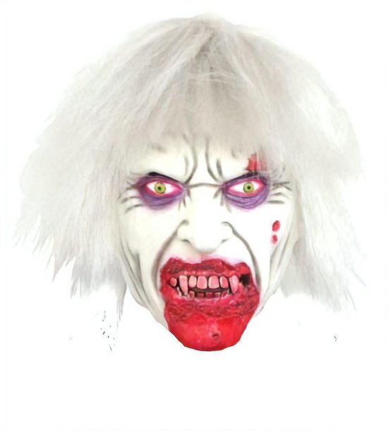 Zombie masker wit met haar