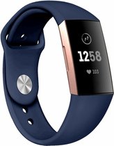 Siliconen Smartwatch bandje - Geschikt voor  Fitbit Charge 3 sport bandje - donkerblauw - Maat: L - Horlogeband / Polsband / Armband