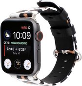 Leopard lederen bandje Wit-Bruin met klassieke gesp voor Apple Watch 42mm - 44mm horlogeband voor Iwatch Series 1|2|3|4|5|6 Watchbands-shop.nl