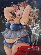 Mona Lisa- Diamond Painting Pakket - Dikke Dame in Lingerie - 40x30 cm - Complete Set - Volledige Bedekking - Ronde Steentjes