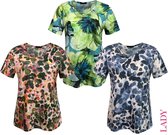 Pink Lady dames shirt oranje/fuchsia print - maat S