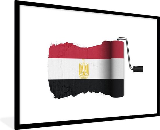 Foto in lijst - Vlag van Egypte met verfroller fotolijst 120x80 cm