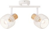 BRILLIANT lamp Giada spotbuis 2-lichts wit / licht hout | 2x D45, E14, 25W, geschikt voor vallampen niet inbegrepen | Hoofden draaibaar | Geschikt voor LED-lampen