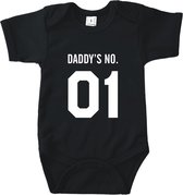 Rompertjes baby met tekst - Daddy's no. 1 - Romper zwart - Maat 74/80