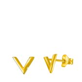 Zilveren oorbellen goldplated V