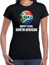 Zuid-Afrika emoticon Happy to be African landen t-shirt zwart dames M