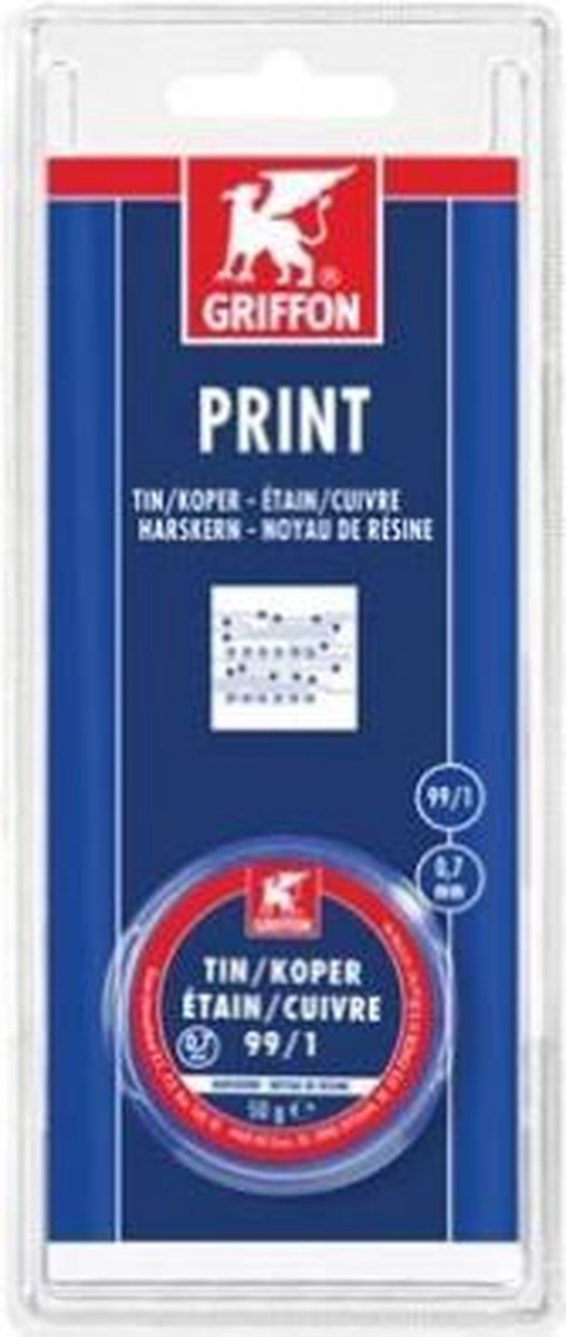 Griffon print draadsoldeer tin/koper 99/1 harskern Ø 0,7 mm spoel - 50 gram