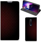 Telefoonhoesje met foto OnePlus 8 Smart Cover Geruit Rood