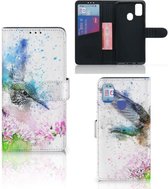 Wallet Book Case Samsung Galaxy M21 Book Cover Samsung M30s Hoesje Vogel