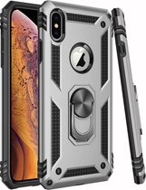 iPhone XR Rugged Ring Armor schokbestendige Hoesje zilver