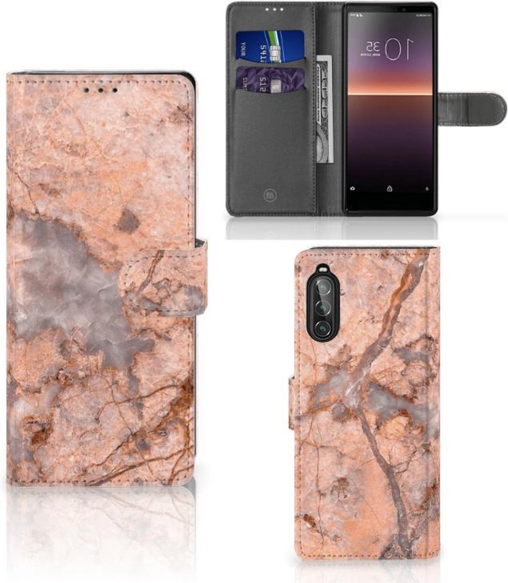 Sony Xperia 10 II Bookcase Marmer Oranje