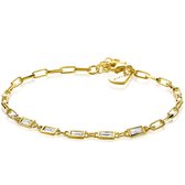 ZINZI zilveren armband in 14K geel verguld met paperclip schakels en baguette witte zirkonia's ZIA1993G