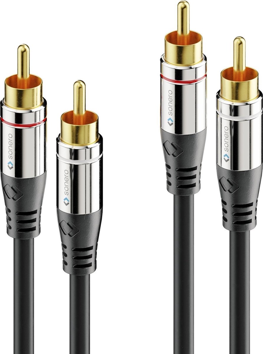 sonero S-AC700-100 audio kabel 10 m 2 x RCA Zwart