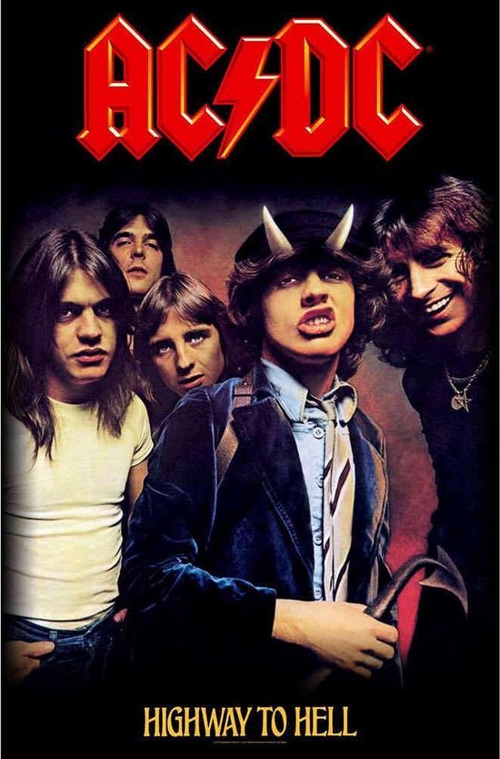 Rock Off Poster - Ac/dc Textiel Highway To Hell - 106 X 70 Cm - Multicolor