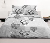 Inspirations - Sweet Heart - Dekbedovertrek - Grijs - Lits Jumeaux - 240 x 200/220 cm