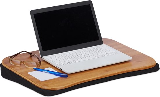 Relaxdays laptopkussen bamboe - schoottafel laptop - laptoptafel -  notebookstandaard hout | bol.com