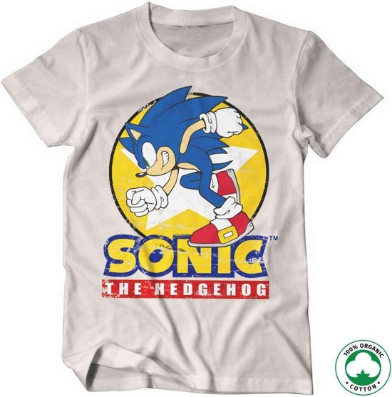 Sonic The Hedgehog Heren Tshirt -L- Fast Sonic Creme