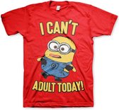 Minions Heren Tshirt -S- I Can't Adult Today Rood