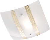 LED Plafondlamp - Plafondverlichting - Trion Niki - E27 Fitting - 1-lichts - Vierkant - Mat Goud - Glas