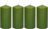 6x Olijfgroene cilinderkaarsen/stompkaarsen 6 x 12 cm 40 branduren - Geurloze kaarsen olijf groen - Woondecoraties