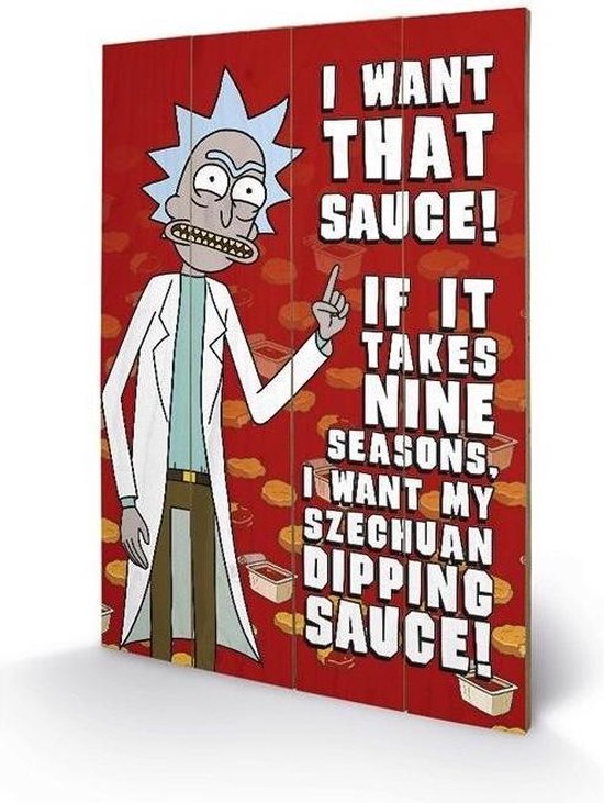 RICK & MORTY - Wood Print 40X59 - Szechuan Sauce