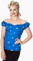 Dancing Days Off shoulder top -M- ROMANCE LIVES Blauw