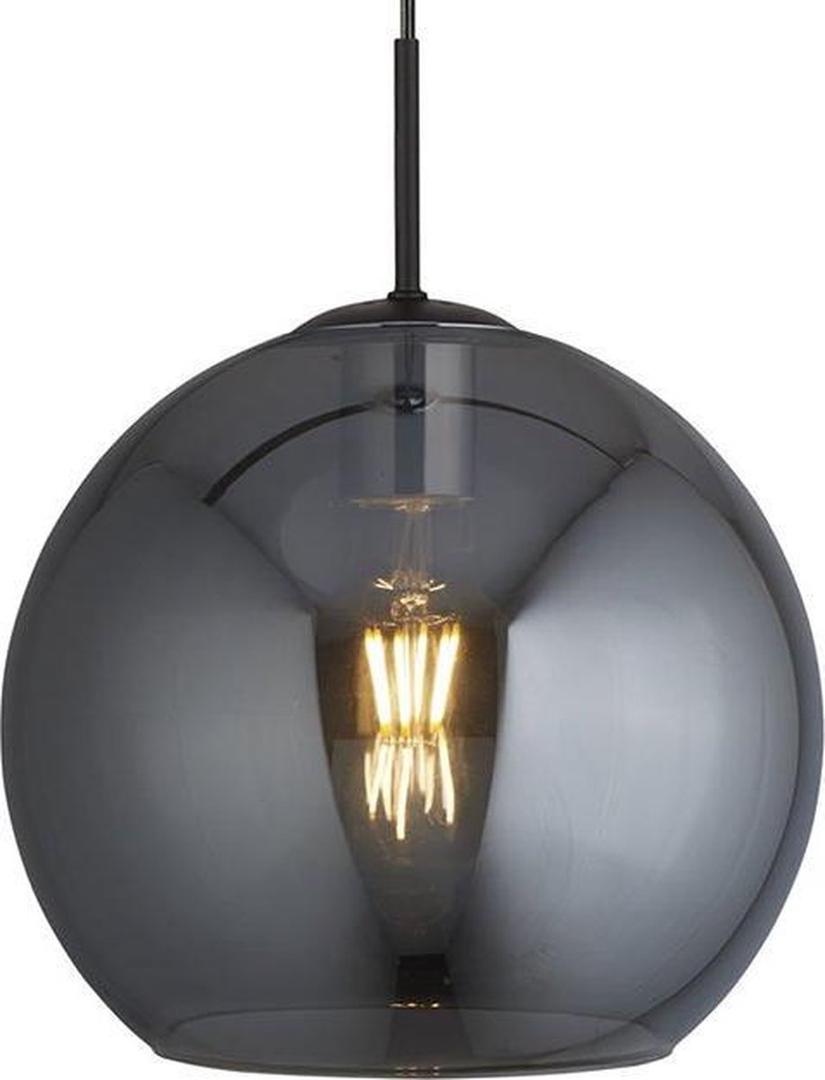 Oldham Hanglamp 1 lichts zwart met smoke glas - Modern - Searchlight