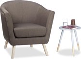 relaxdays cocktailstoel retro - bruin - Scandinavisch design - leunstoel zetel - fauteuil