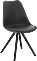 Clp Pegleg Bezoekersstoel - Kunstleer - Zwart - Houten onderstel - Kleur zwart - Vierkant